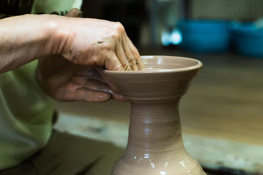 Hagi yaki being thrown on the wheel