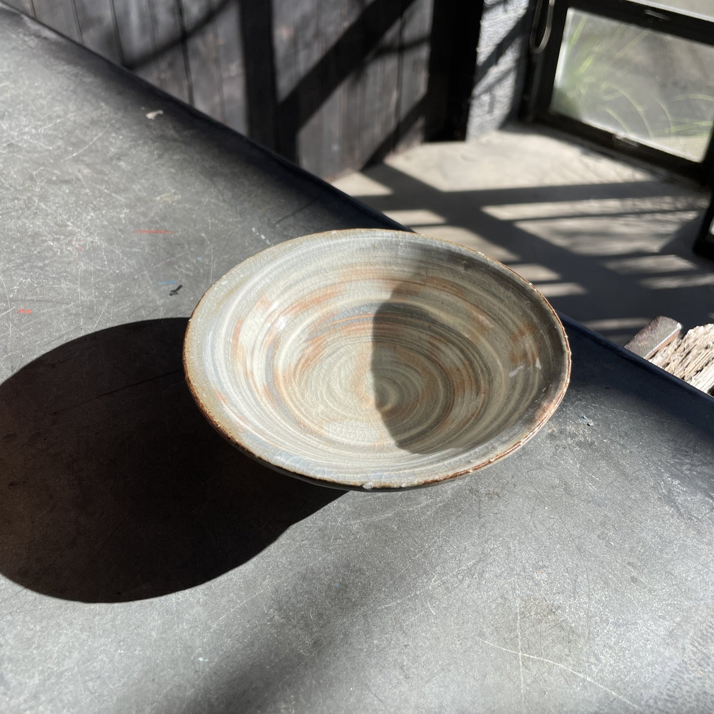 Hagi yaki Brushed Swirl Plate