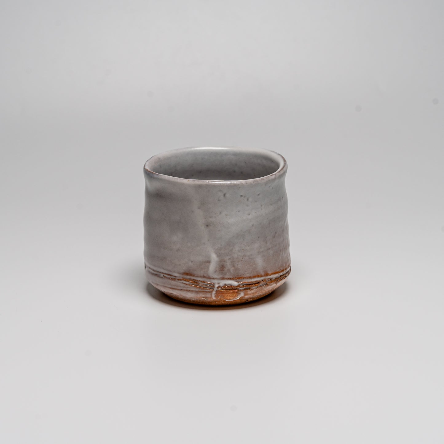 Hagi yaki cup photographed on white