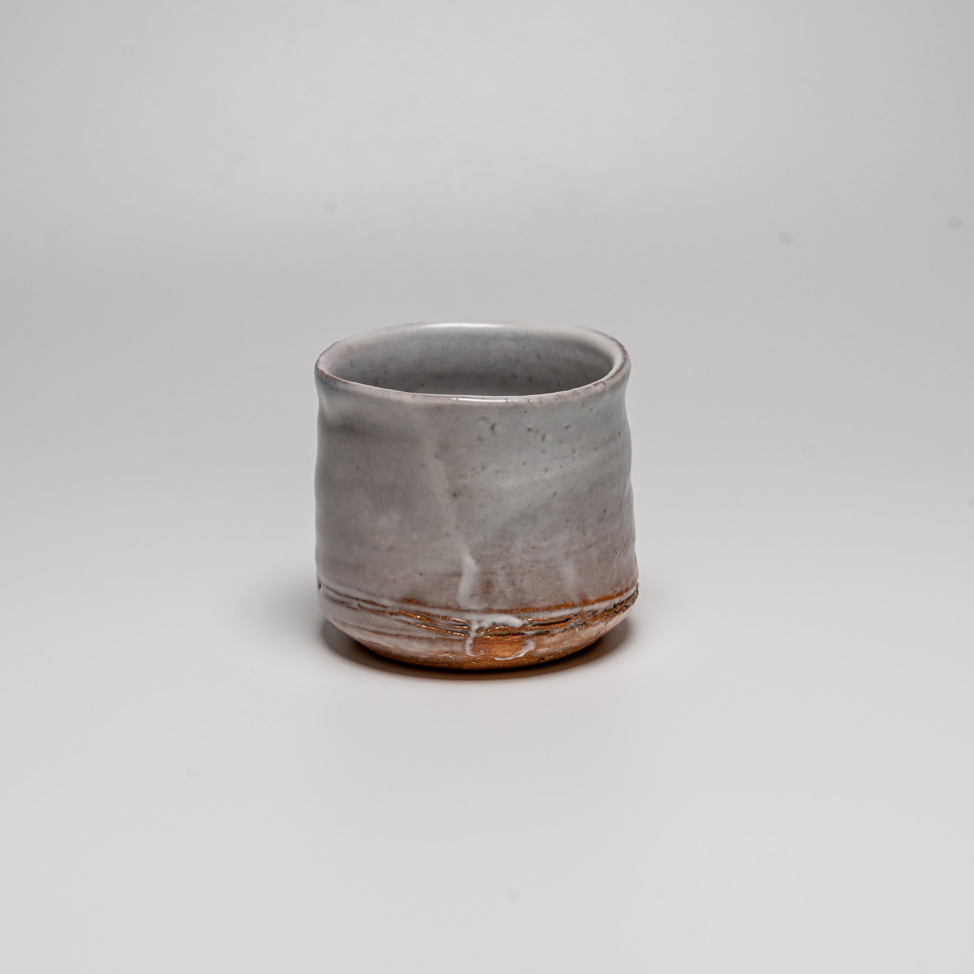 Hagi yaki cup photographed on white