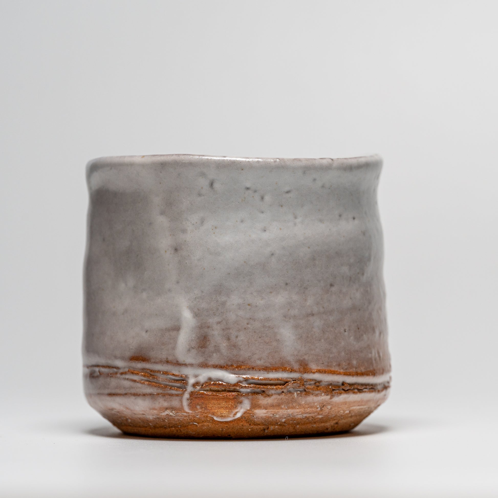 Hagi yaki cup photographed on white