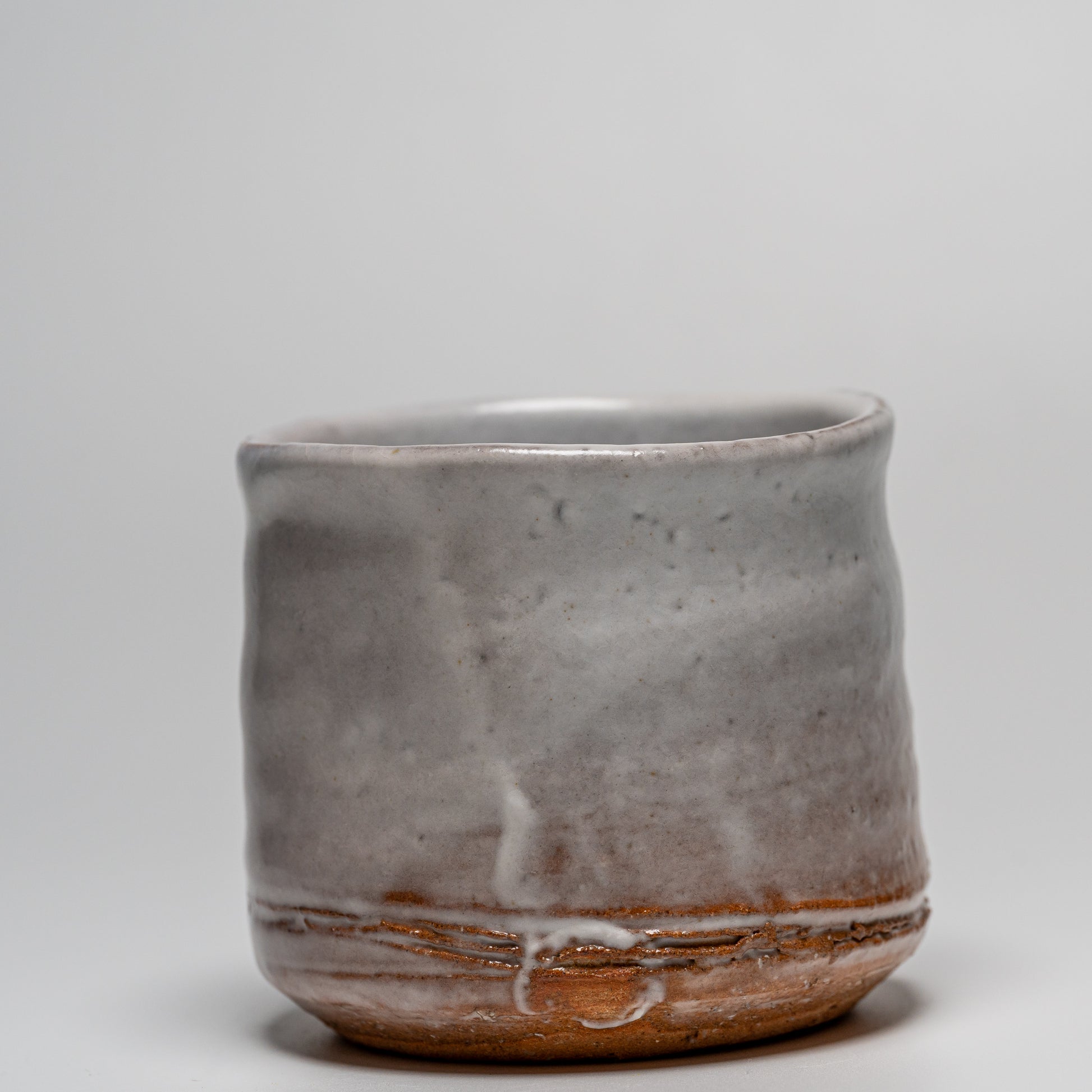 Hagi yaki cup photographed on white