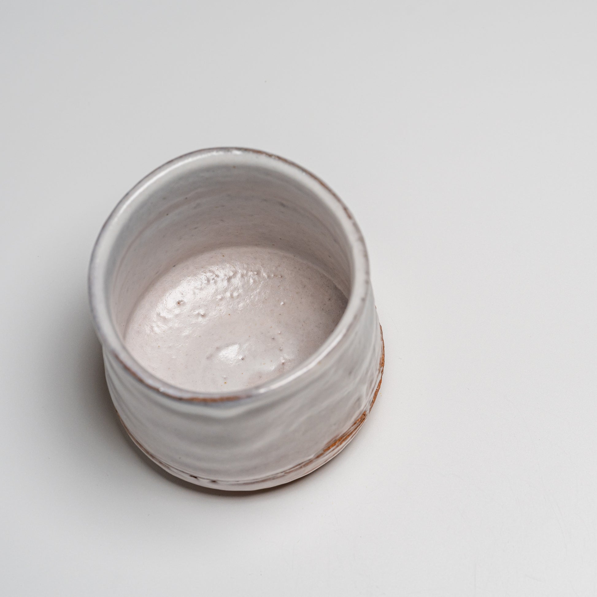 Hagi yaki cup photographed on white