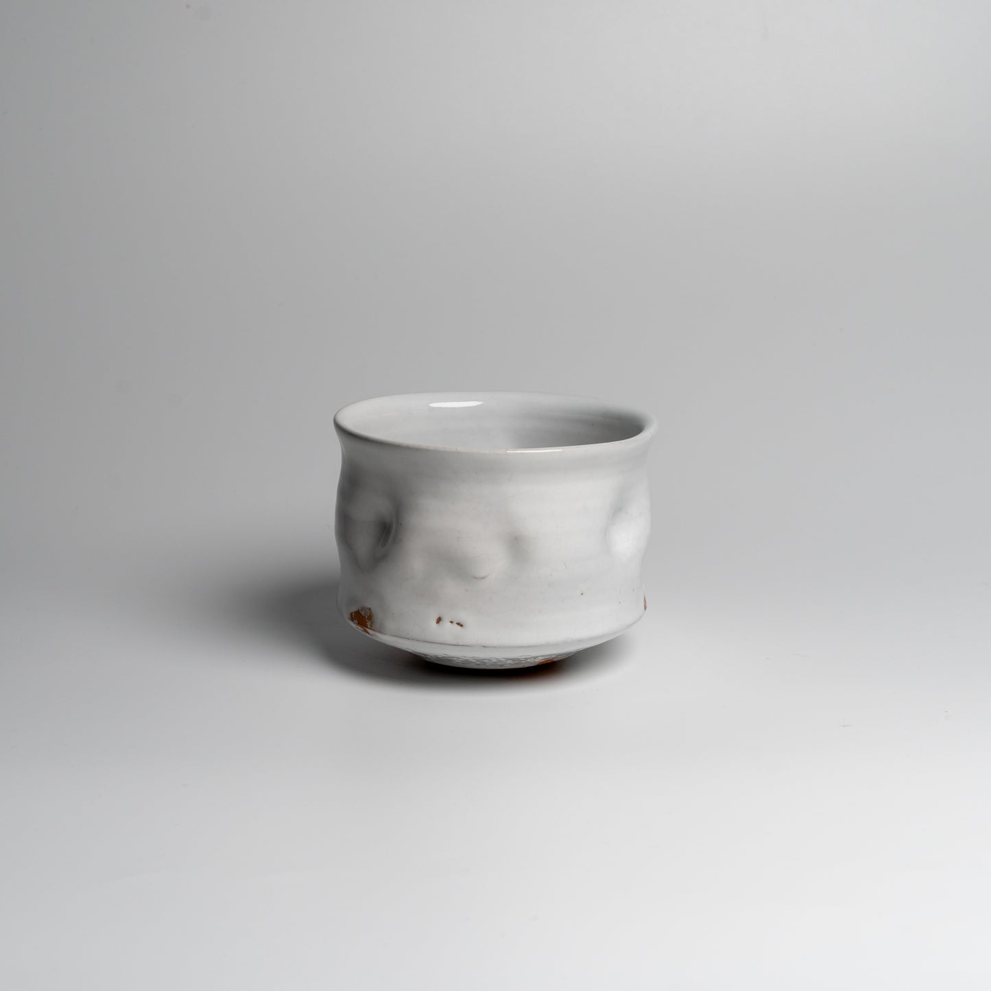 White Japanese matcha tea bowl on white