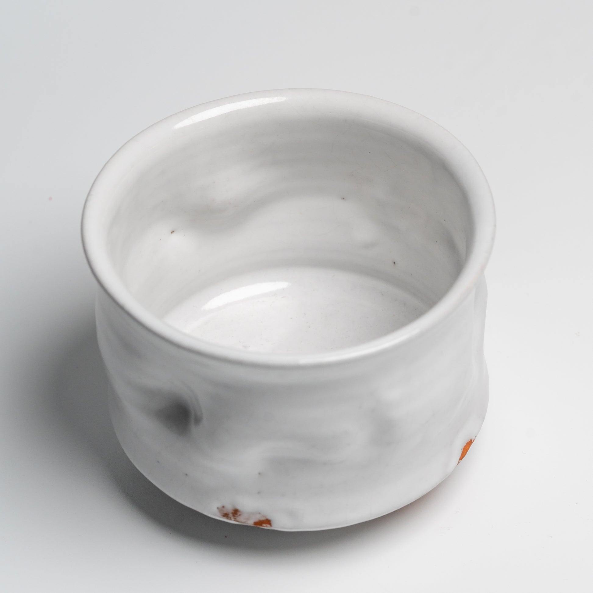 White Japanese matcha tea bowl on white