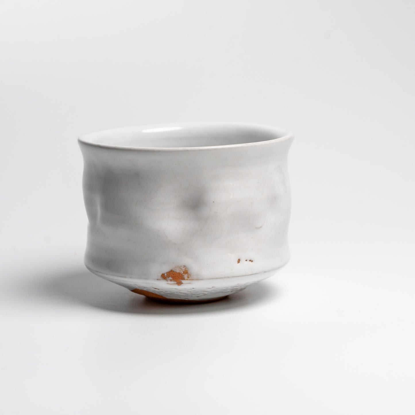 White Japanese matcha tea bowl on white