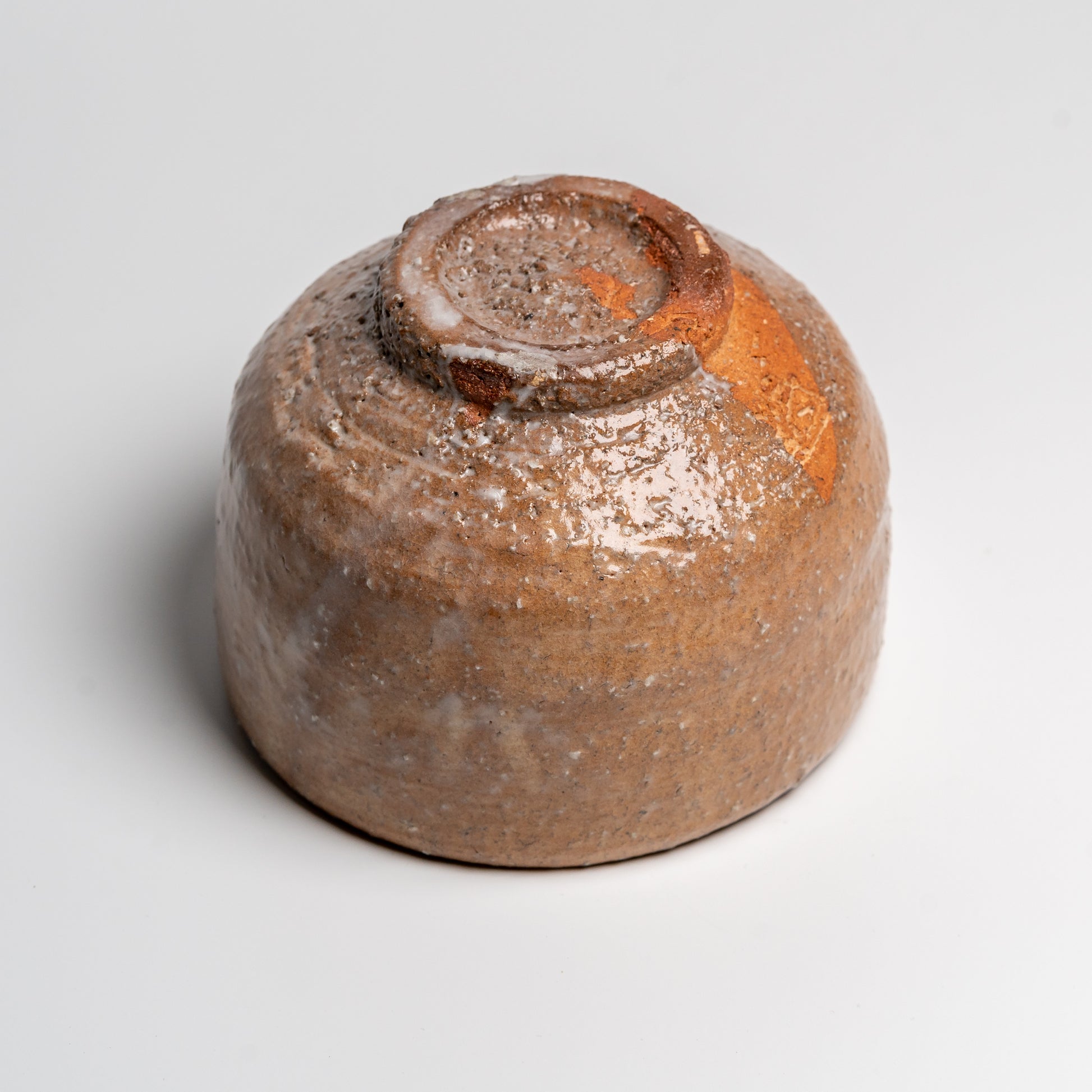 Japanese ceramic matcha tea bowl on white