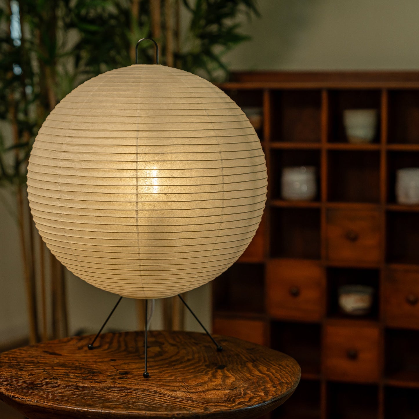 Mara Chochin paper lamp on a side table