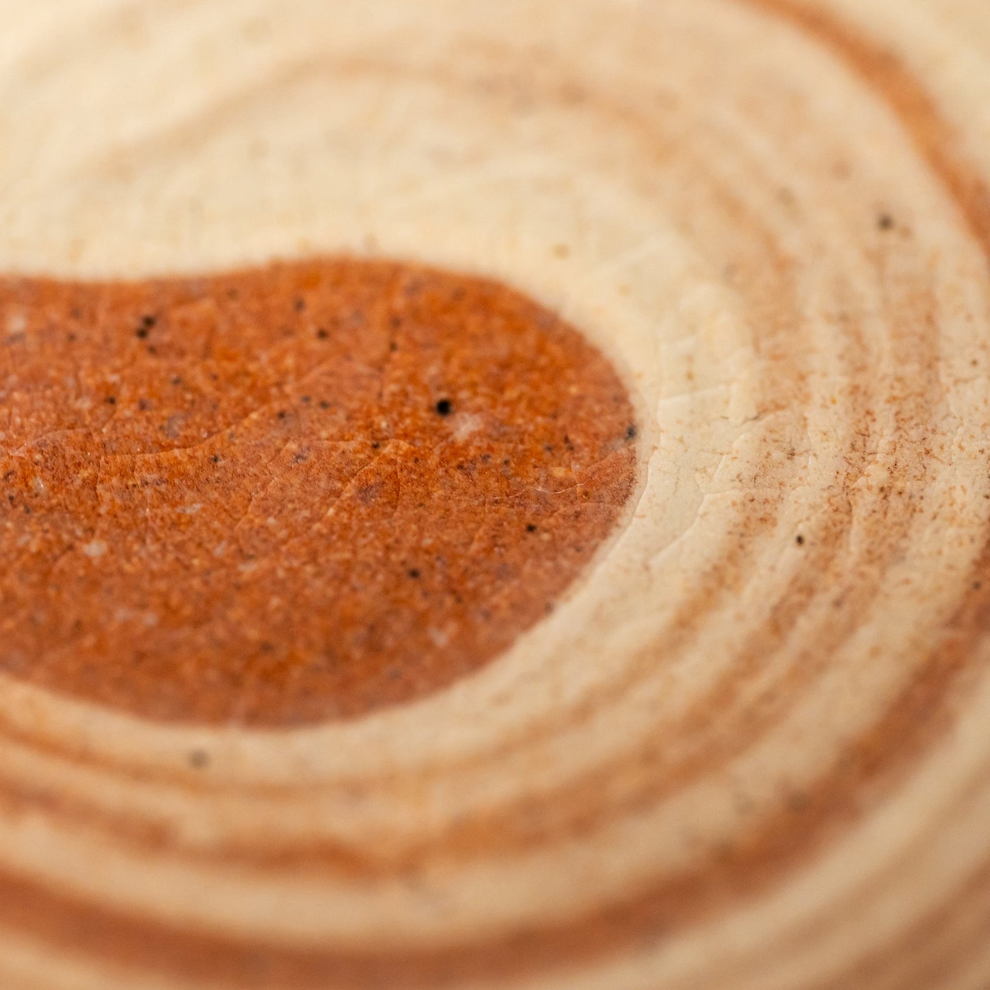 A close up of a pink Hagi yaki rice bowl