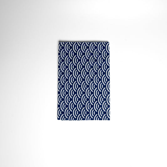 Kamawanu Seigaiha blue ocean waves Tenugui on a white background