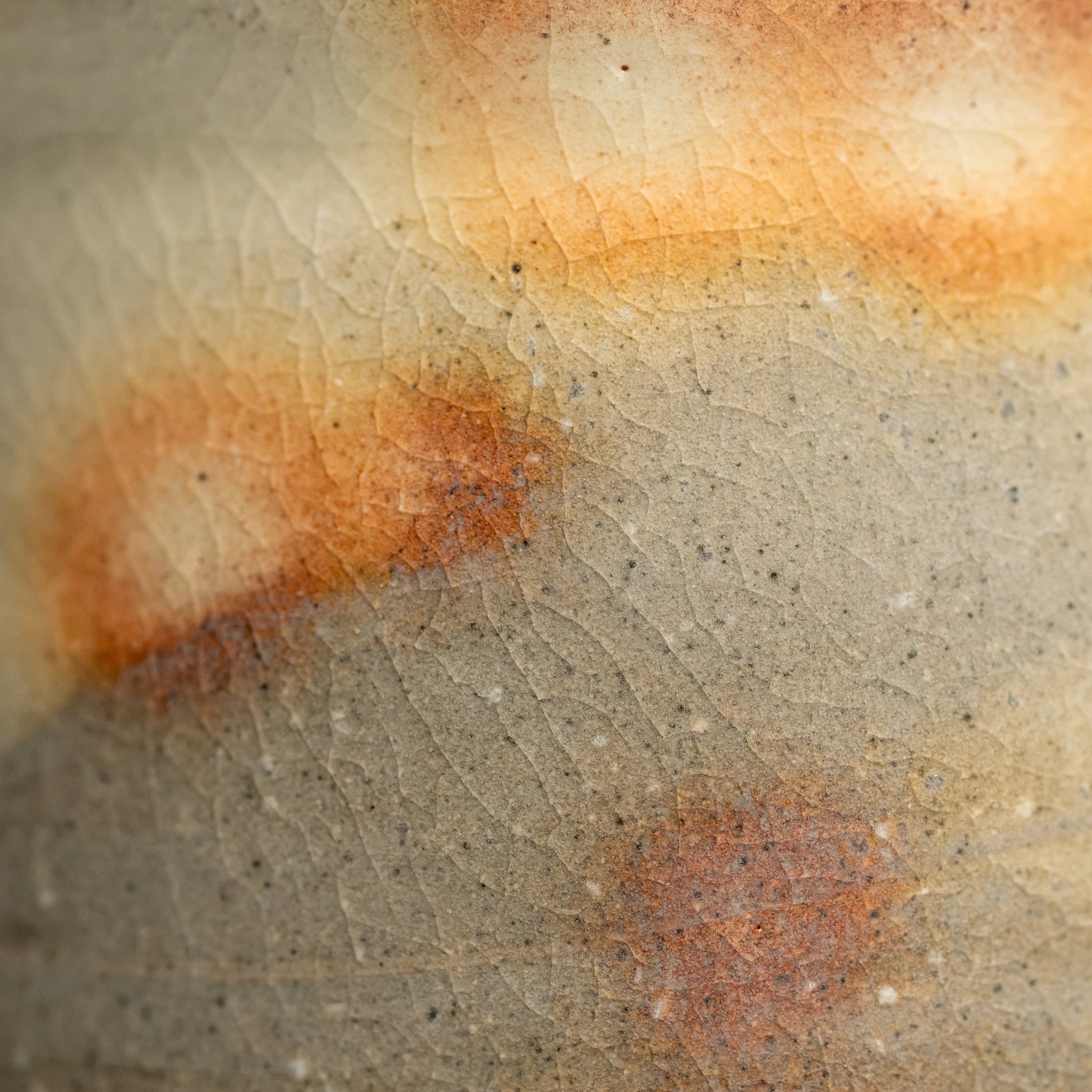 A close up of a kesho Hagi yaki teacup