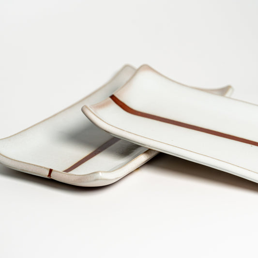 White Hagi yaki plates on a white background