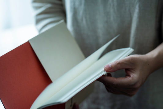 Awagami Factory Bamboo Sketchbook open in hands