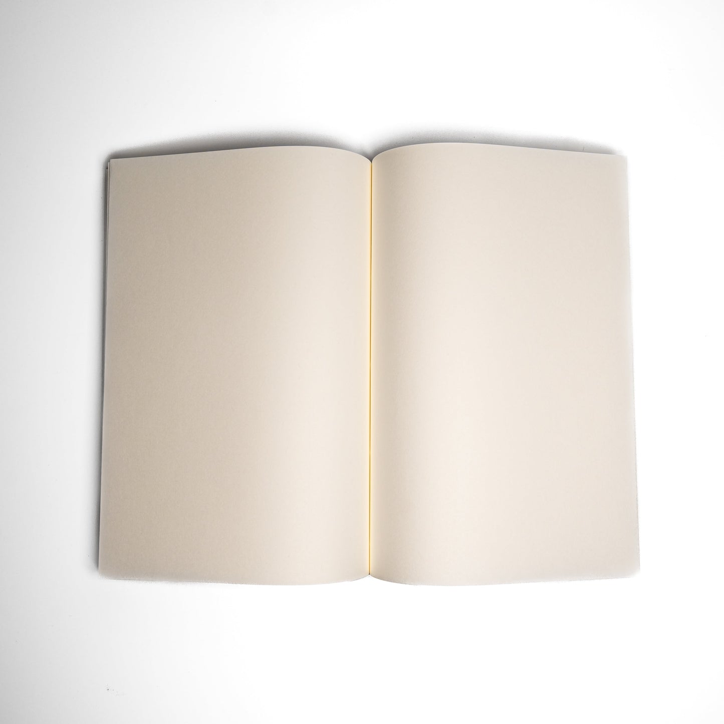 An open Awagami Factory washi paper Watoji Notebook on a white background