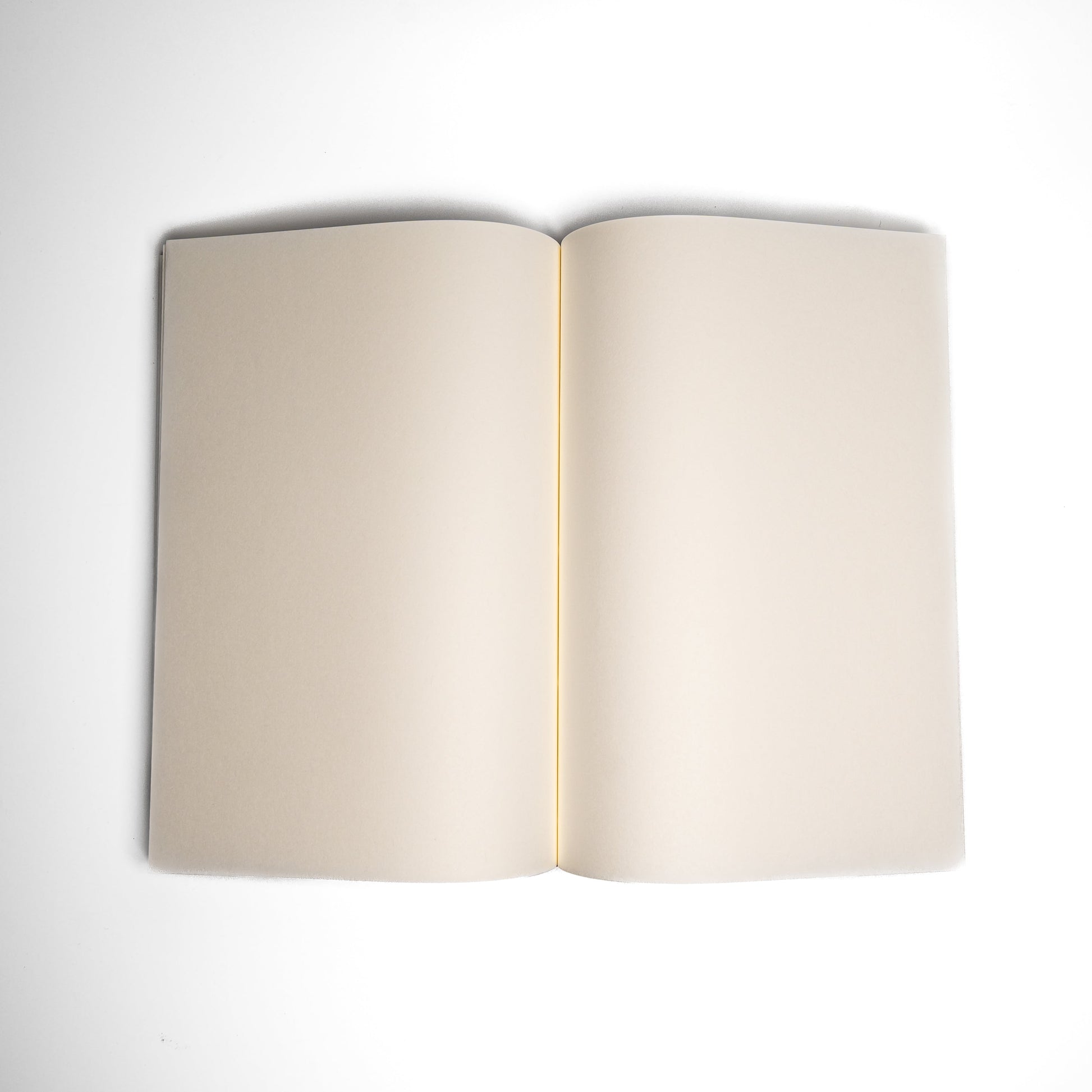 An open Awagami Factory washi paper Watoji Notebook on a white background