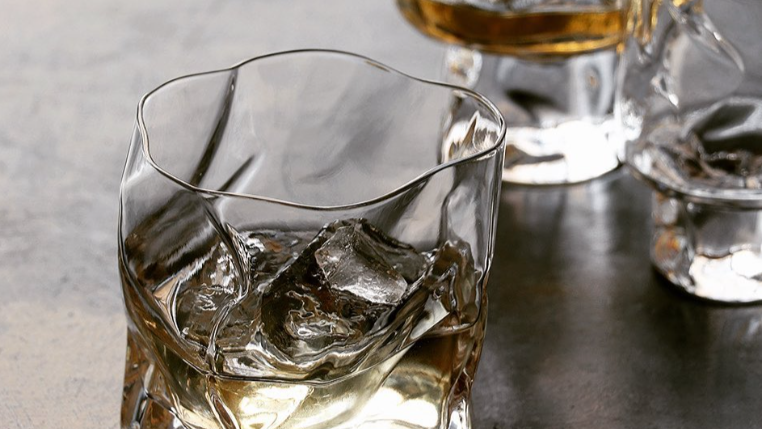 Japanese whiskey glass with ice