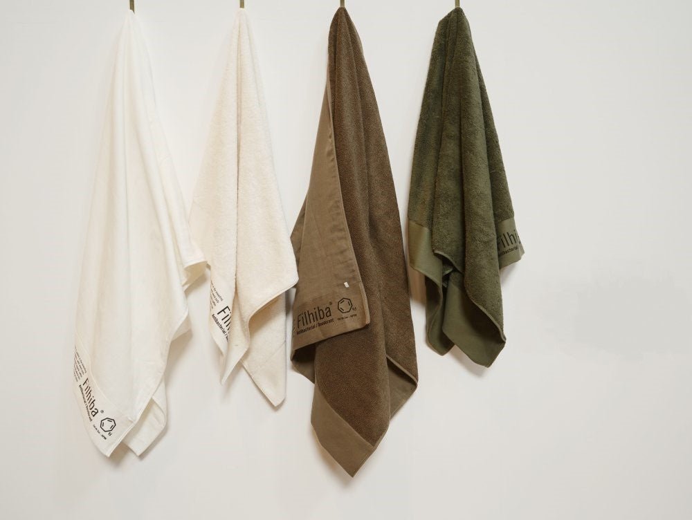 Filhiba Japanese bath towels hanging on the wall