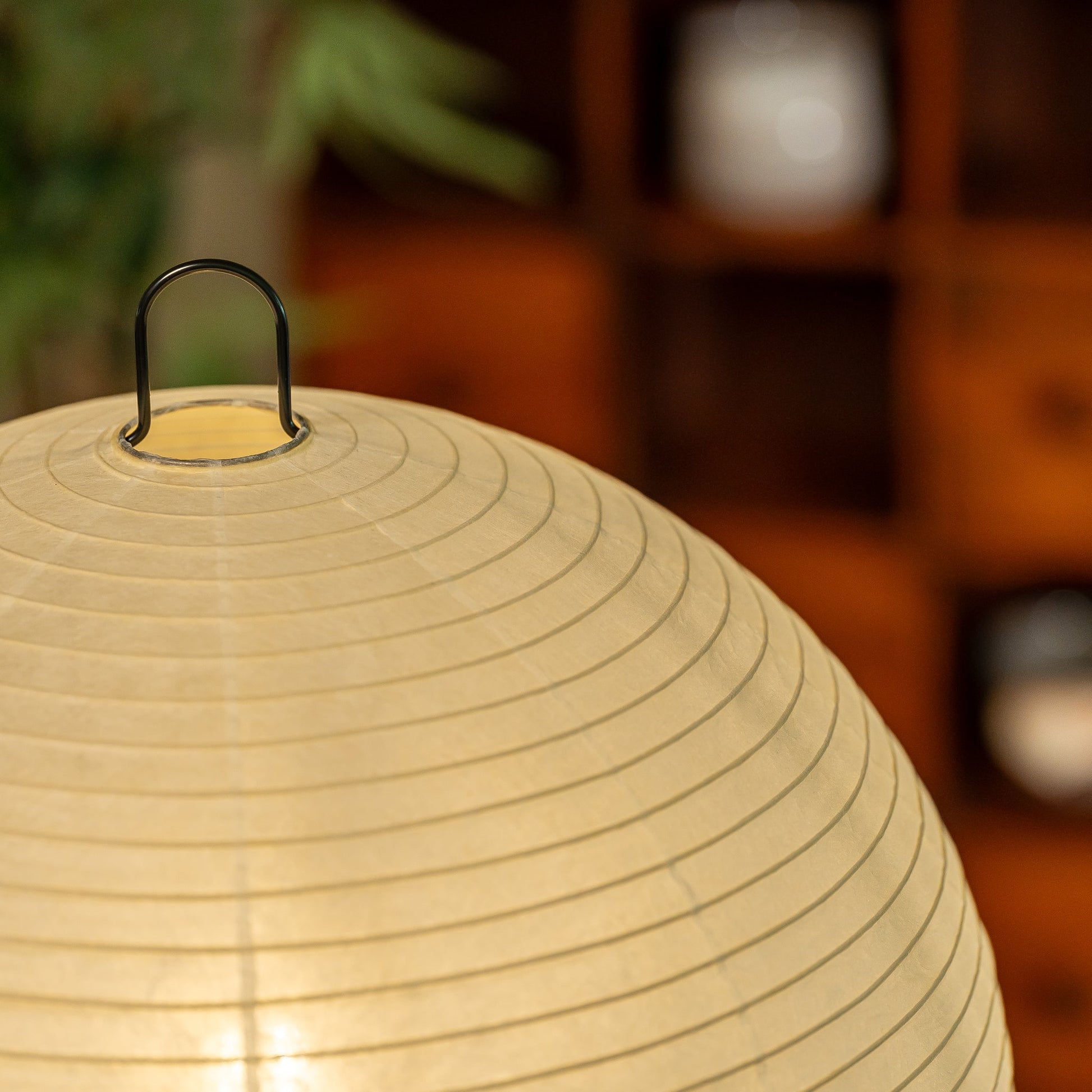 Close up of a Mari Chochin paper lamp