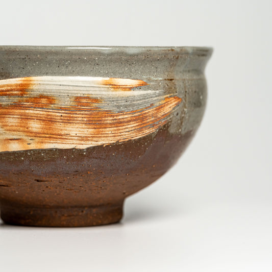 A large Hagi yaki bowl on a white background