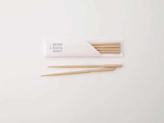 Cul de Sac hiba wood chopsticks on a white background