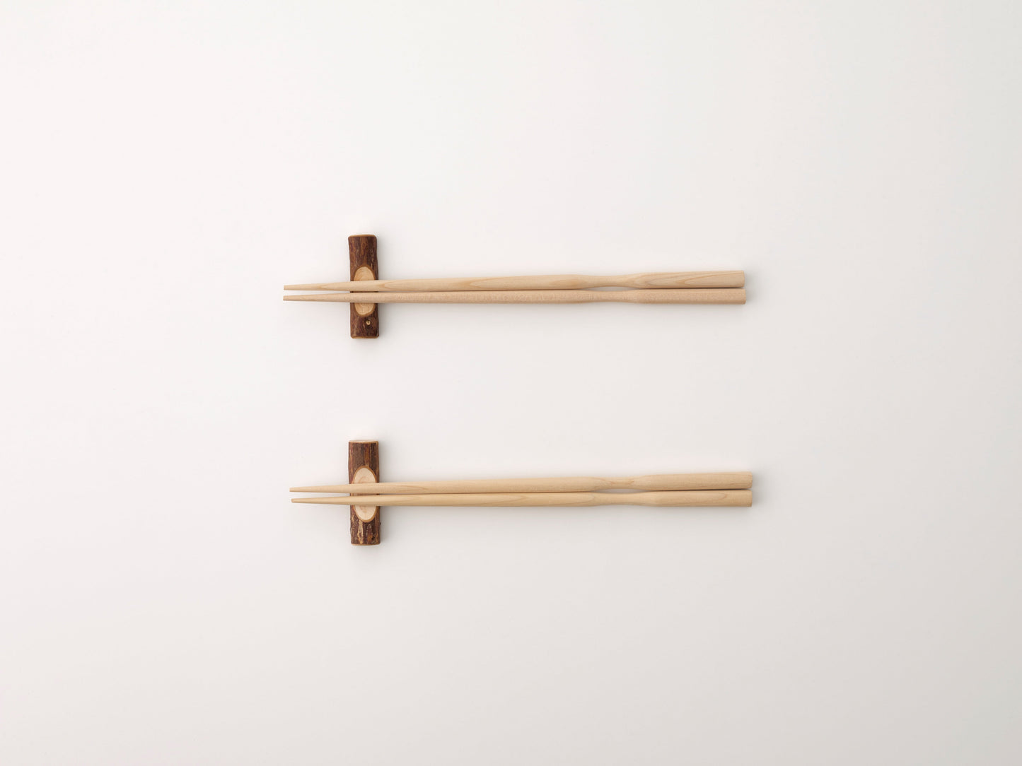 Cul de Sac hiba wood chopsticks on hiba wood chopstick rests
