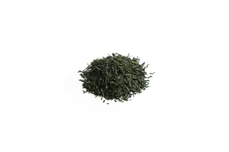 Japanese green tea on a white background