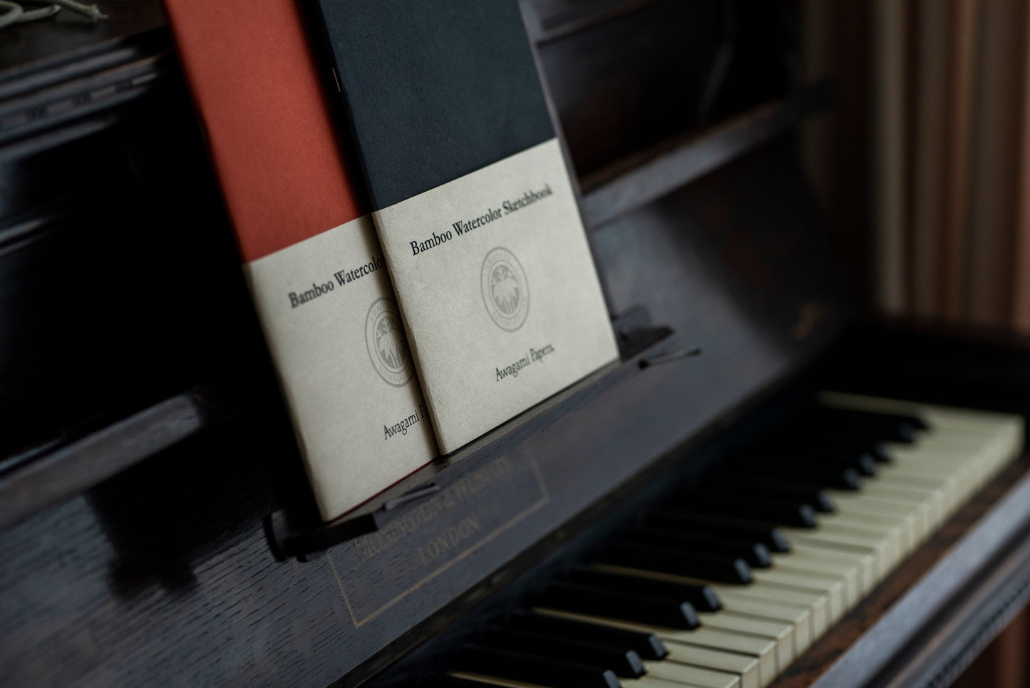Two Awagami Factory Bamboo Sketchbook on a piano