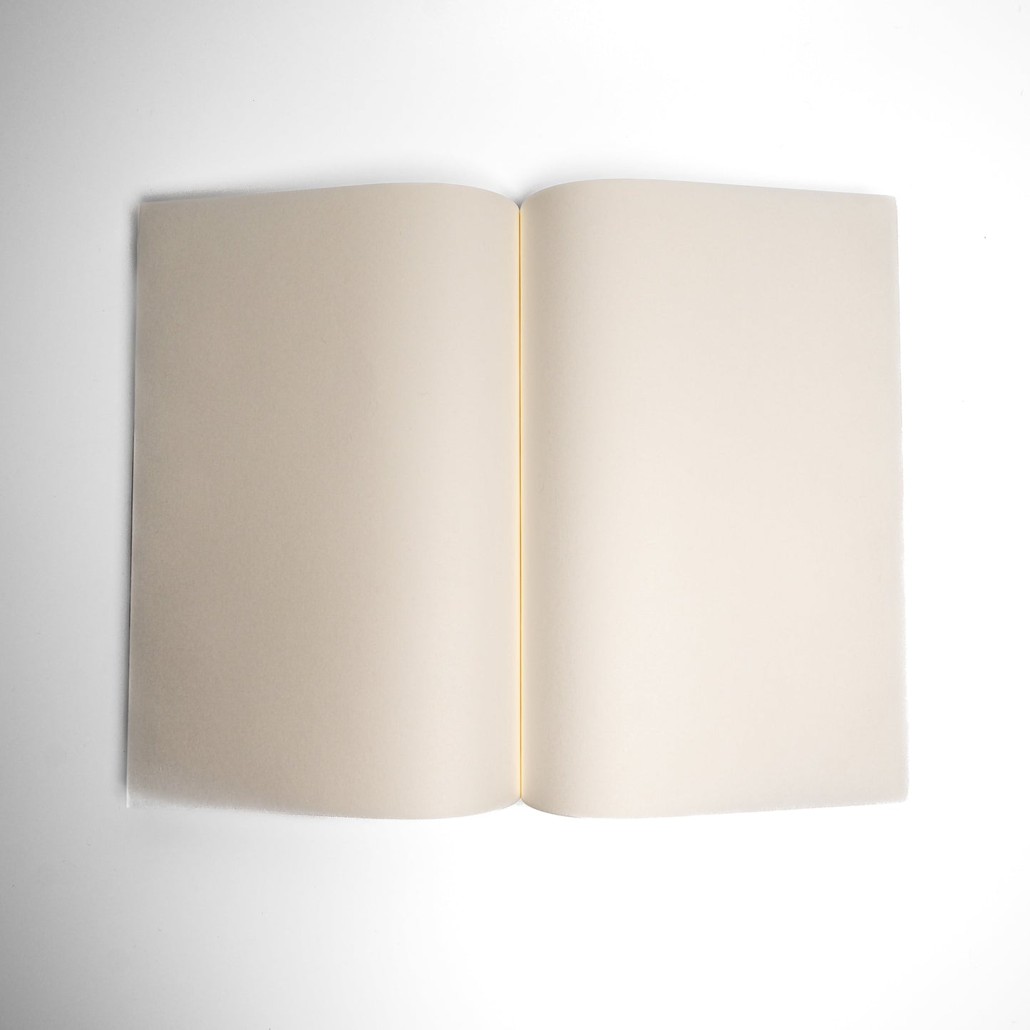 An open Awagami Factory washi paper Watoji Notebook on a white background